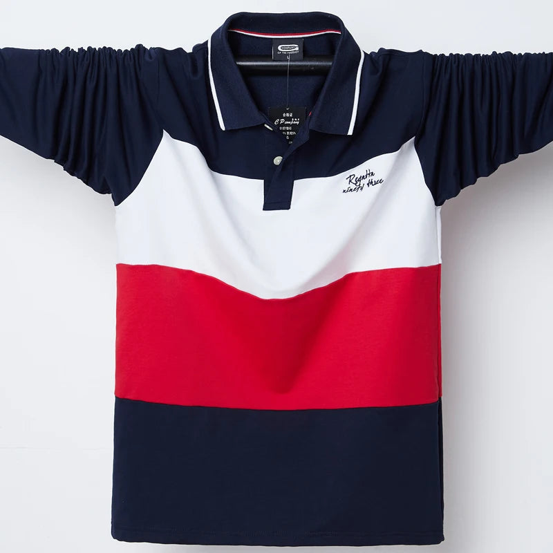 Polo Shirt Men Big Tall Long Sleeves Top