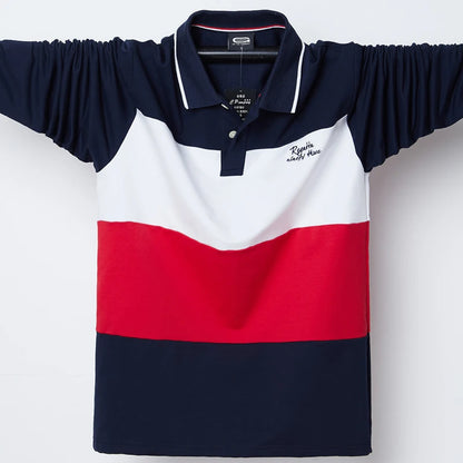 Polo Shirt Men Big Tall Long Sleeves Top