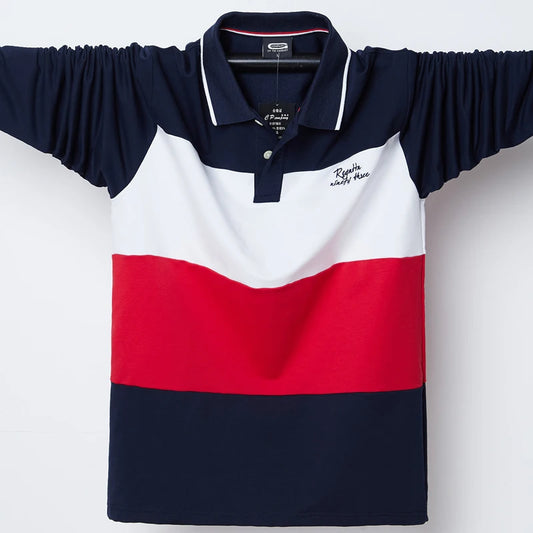 Polo Shirt Men Big Tall Long Sleeves Top