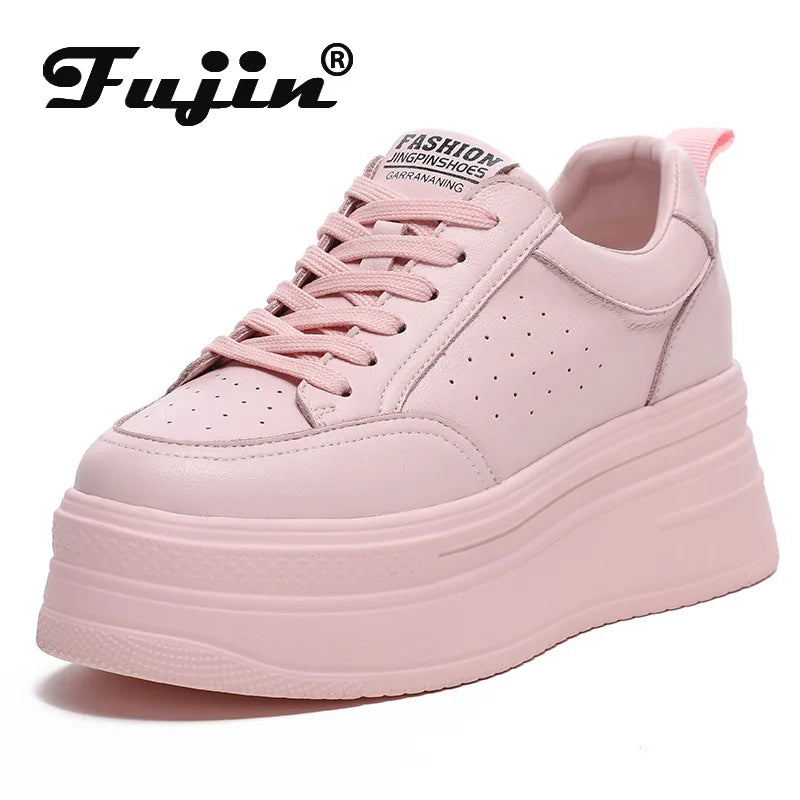 Fujin 8cm Genuine Leather Women Casual Shoes