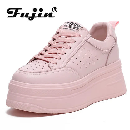 Fujin 8cm Genuine Leather Women Casual Shoes
