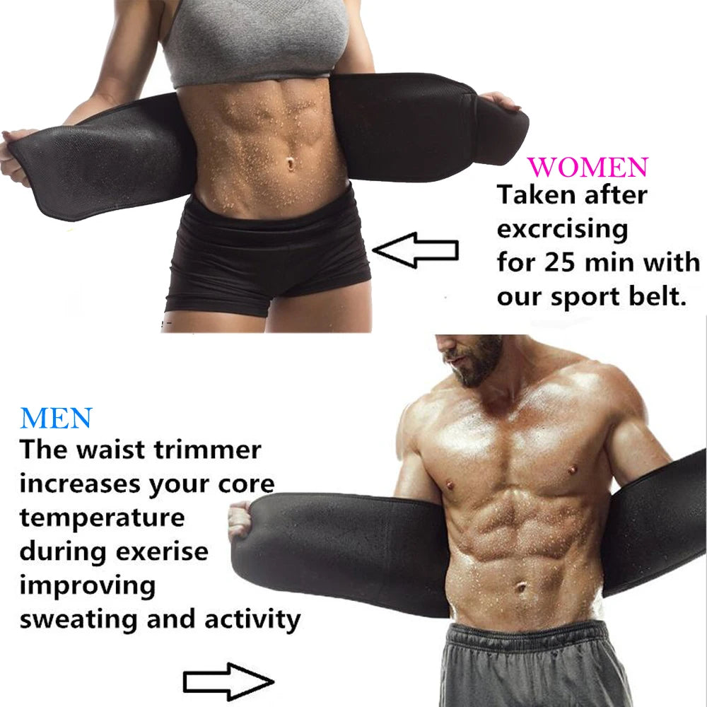 Unisex Neoprene Waist Trimmer Belt – Adjustable Sweat Wrap for Tummy Control, Fat Burn & Back Support | Body Shaper for Men & Women