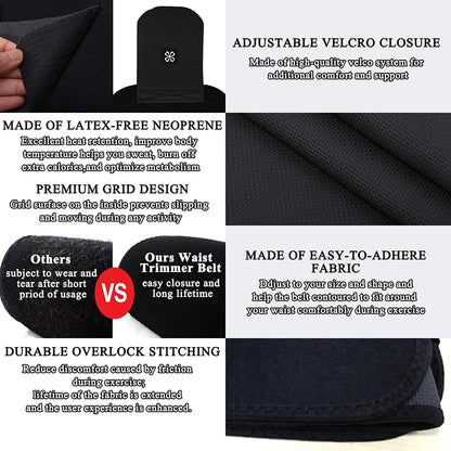 Unisex Neoprene Waist Trimmer Belt – Adjustable Sweat Wrap for Tummy Control, Fat Burn & Back Support | Body Shaper for Men & Women