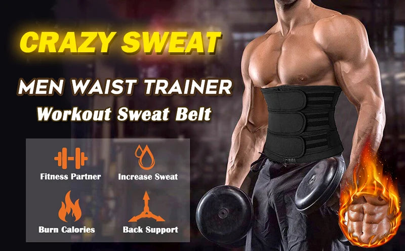 Mens Waist Trainer Corsets Fitness Trimmer Belt Slimming Body Shaper Weight Loss Sauna Sweat Girdle Workout Fat Burner