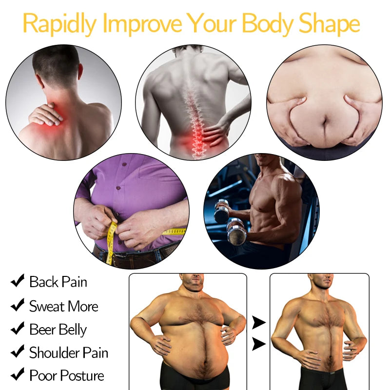Men’s Slimming Compression Shirt with Zipper – Chest Binder for Gynecomastia & Waist Trainer | Sweat Vest for Moobs, Fat Burn, & Posture Support