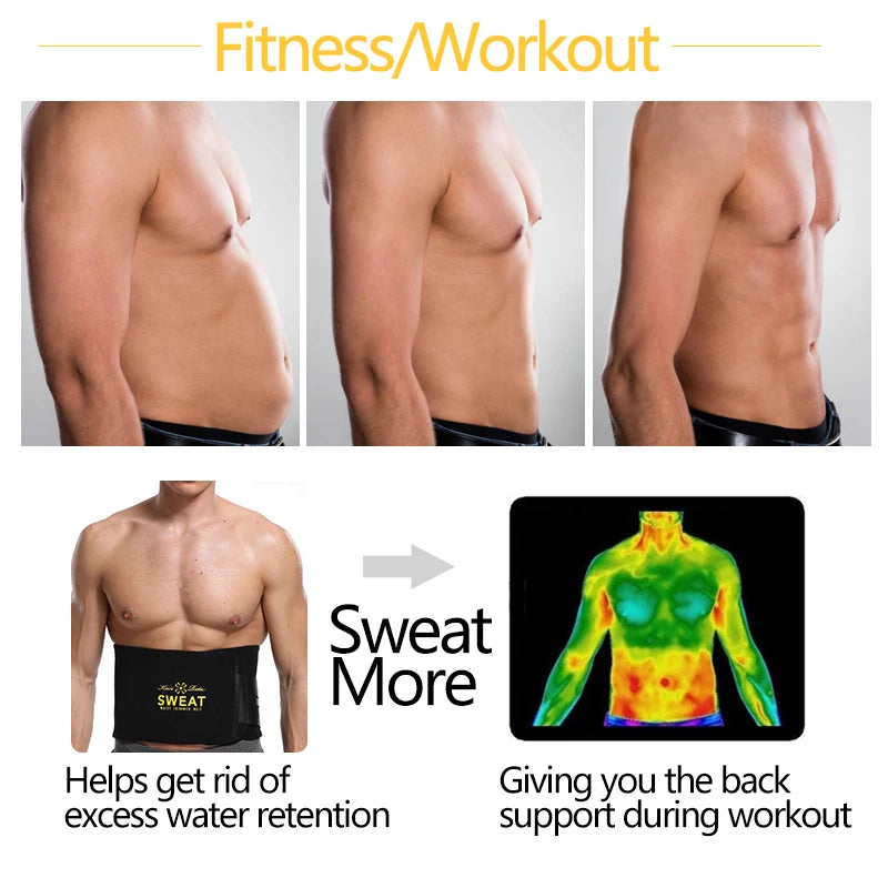 Unisex Neoprene Waist Trimmer Belt – Adjustable Sweat Wrap for Tummy Control, Fat Burn & Back Support | Body Shaper for Men & Women