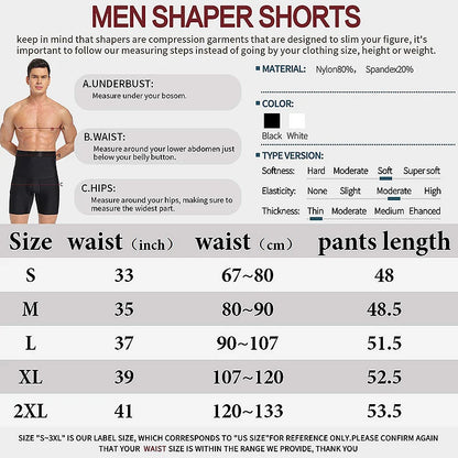 Men Tummy Control Shapewear Shorts High Waist Slimming Body Shaper Waist Trainer Girdle Compression Underwear Boxer Brief