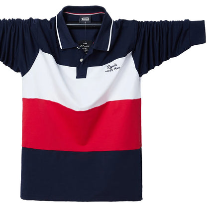 Polo Shirt Men Big Tall Long Sleeves Top