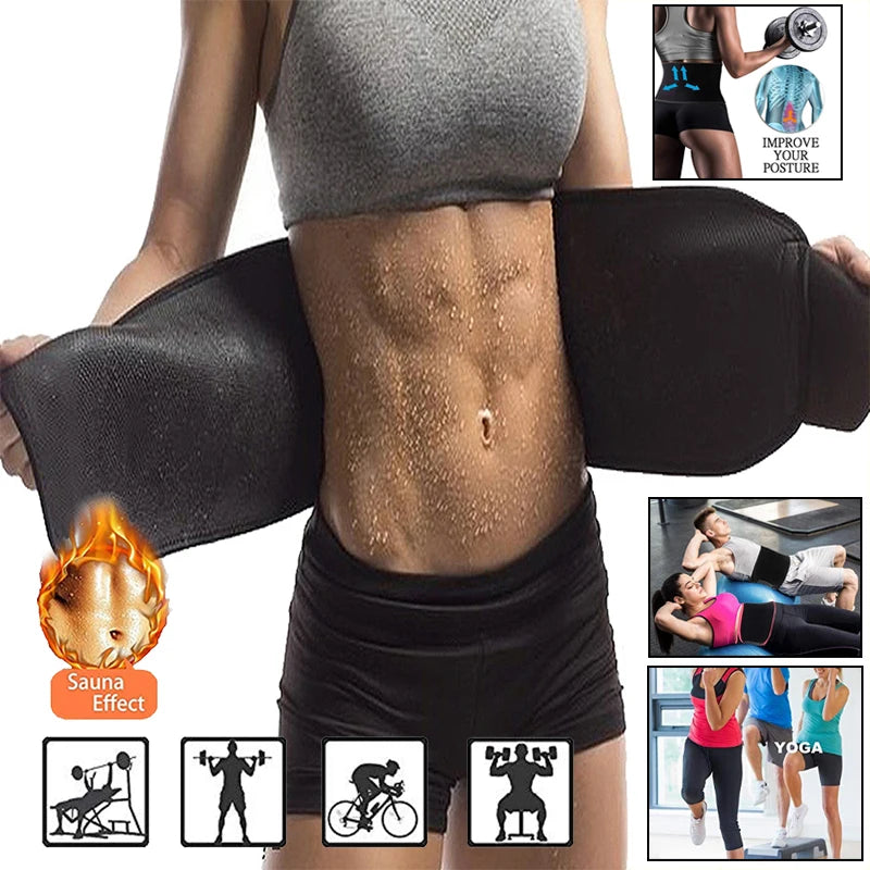 Unisex Neoprene Waist Trimmer Belt – Adjustable Sweat Wrap for Tummy Control, Fat Burn & Back Support | Body Shaper for Men & Women