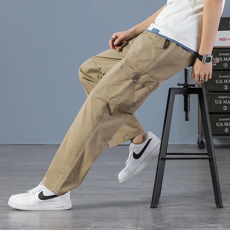 Men Elastic Waist Multi Pocket