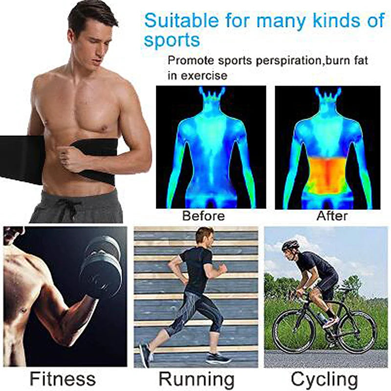 Unisex Neoprene Waist Trimmer Belt – Adjustable Sweat Wrap for Tummy Control, Fat Burn & Back Support | Body Shaper for Men & Women