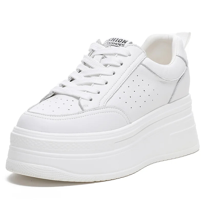 Fujin 8cm Genuine Leather Women Casual Shoes