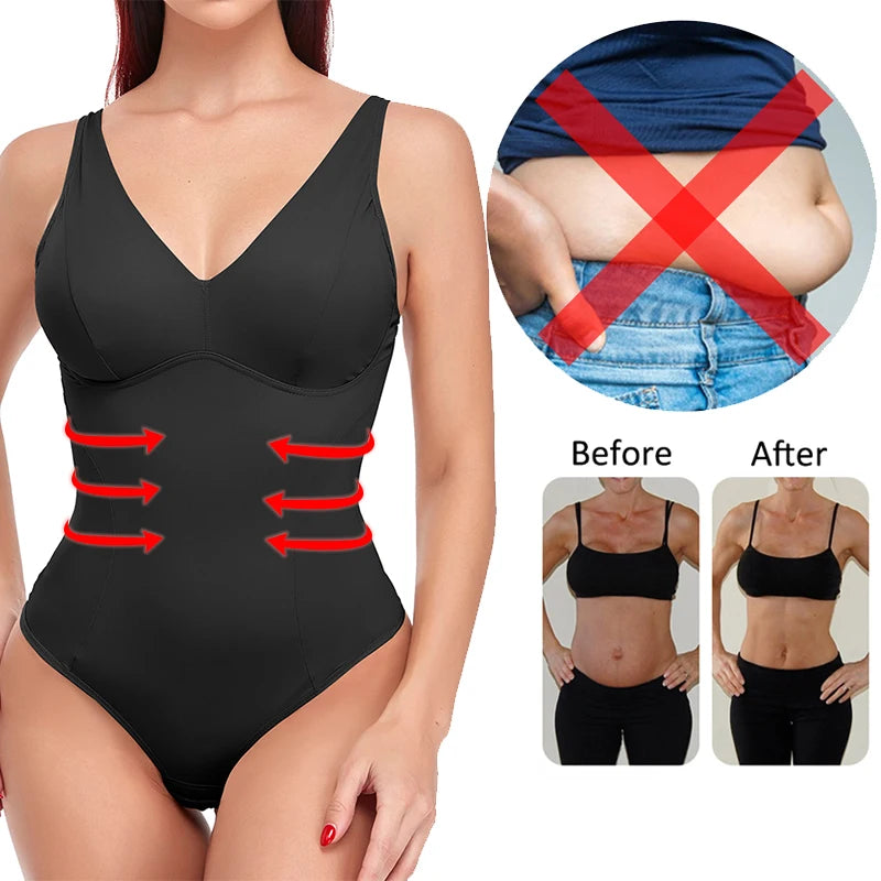 Women's Slim Full Body Shaper With Built-in Bra Shapewear Tummy Control Tops Waist Trainer Corset Bodysuits