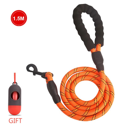 Reflective Dog Leash – Durable Rope Lead with Soft Padded Handle