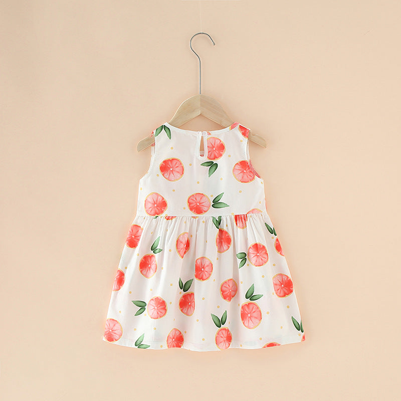 Summer Girls’ Floral Princess Dress – Sleeveless Cotton & Polyester Blend
