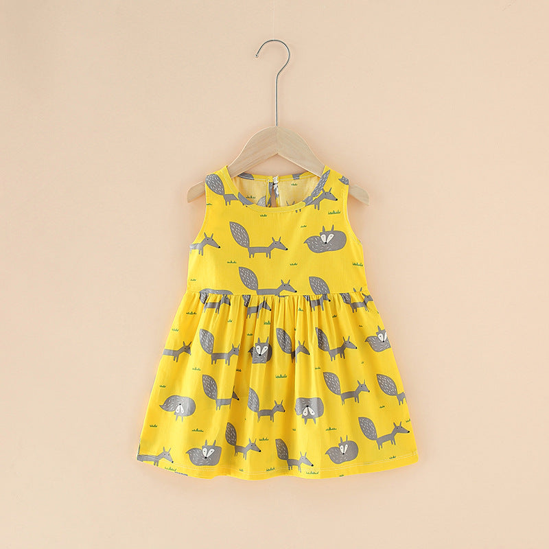 Summer Girls’ Floral Princess Dress – Sleeveless Cotton & Polyester Blend