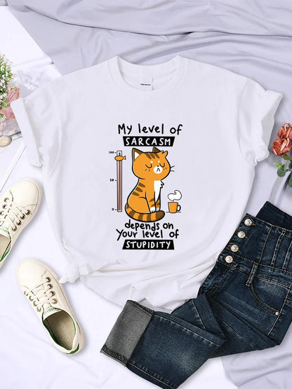 My Level of Sarcasm Depends on Your Level of Stupidity Graphic T Shirts