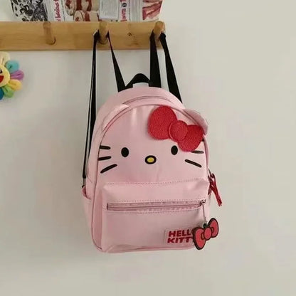 Cartoon Hello Kitty Backpack Anime Figure Student Schoolbag Girl Hello Kitty Kawaii PU Leather Big Capacity Knapsack Girl Gift