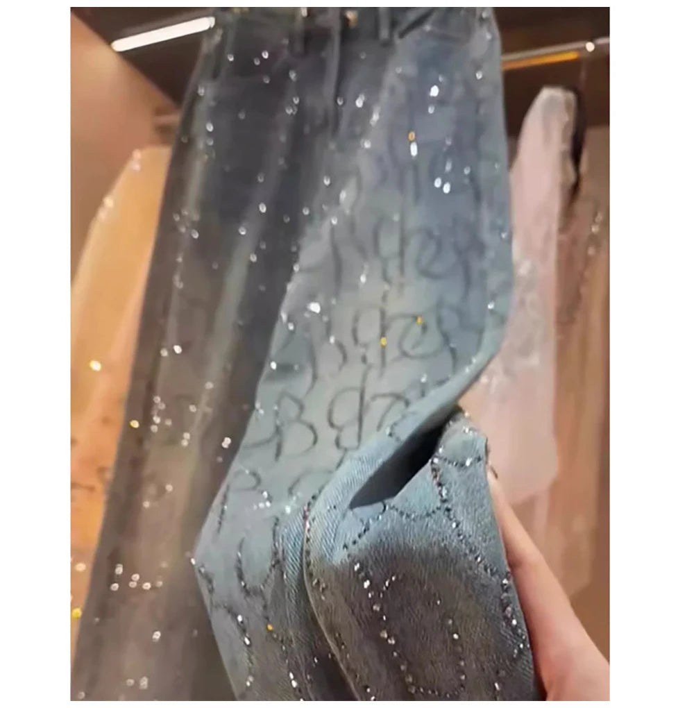 Hot Stamping Diamond Jeans