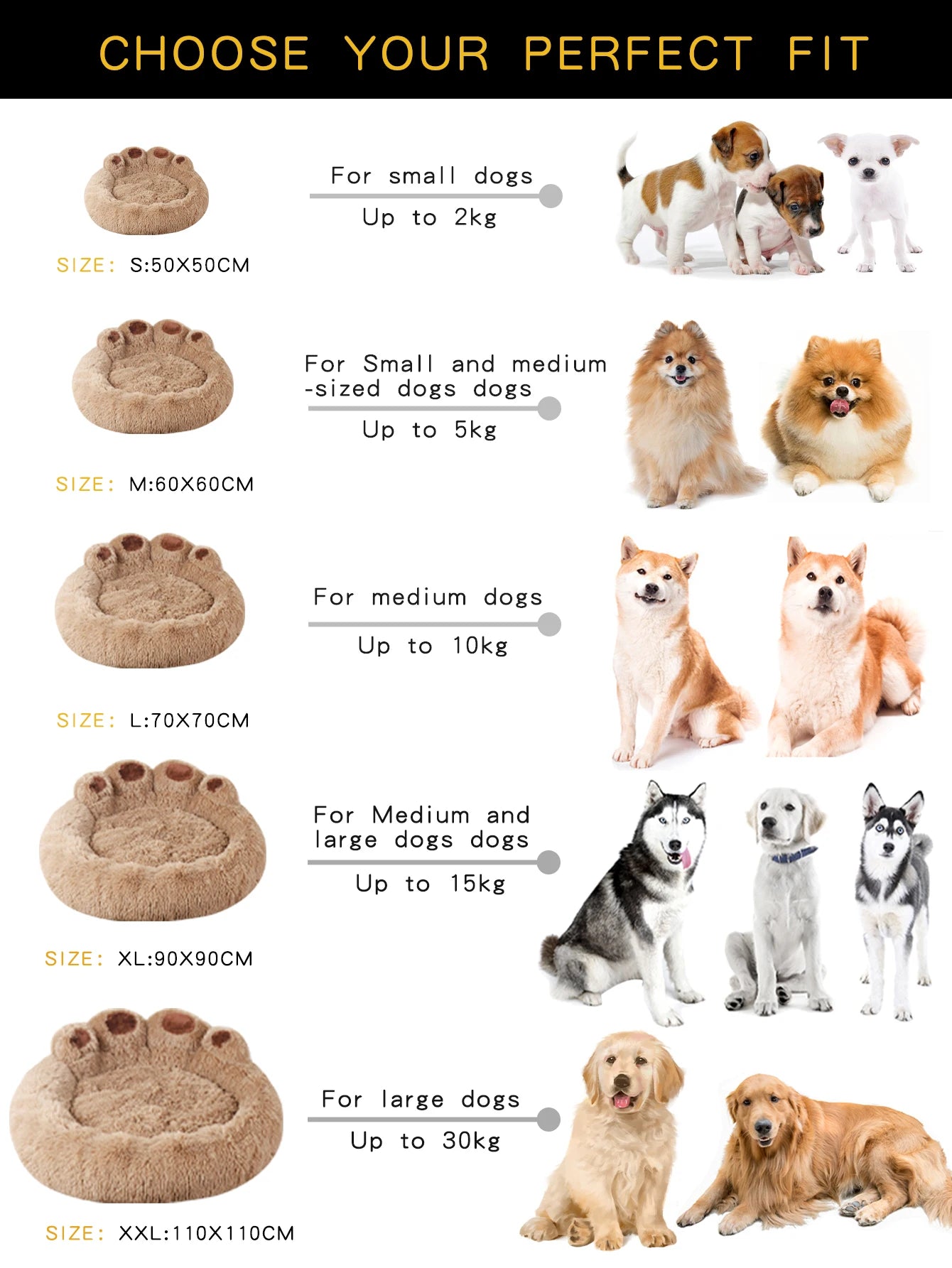Fluffy Dog Bed – Plush Round Pet Cushion for Small to Large Dogs & Cats
