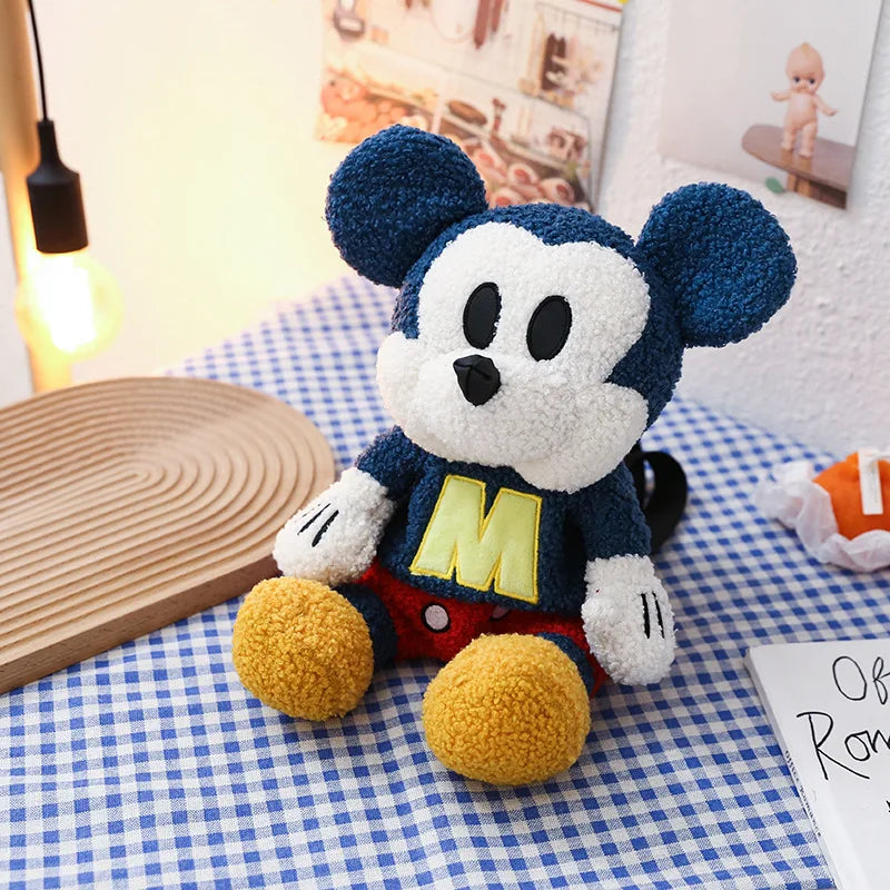 25cm Fashion Cartoon Backpack Mickey Mouse Plush Toy Bag Super Soft Toy Bag Student Bag Holiday Gift