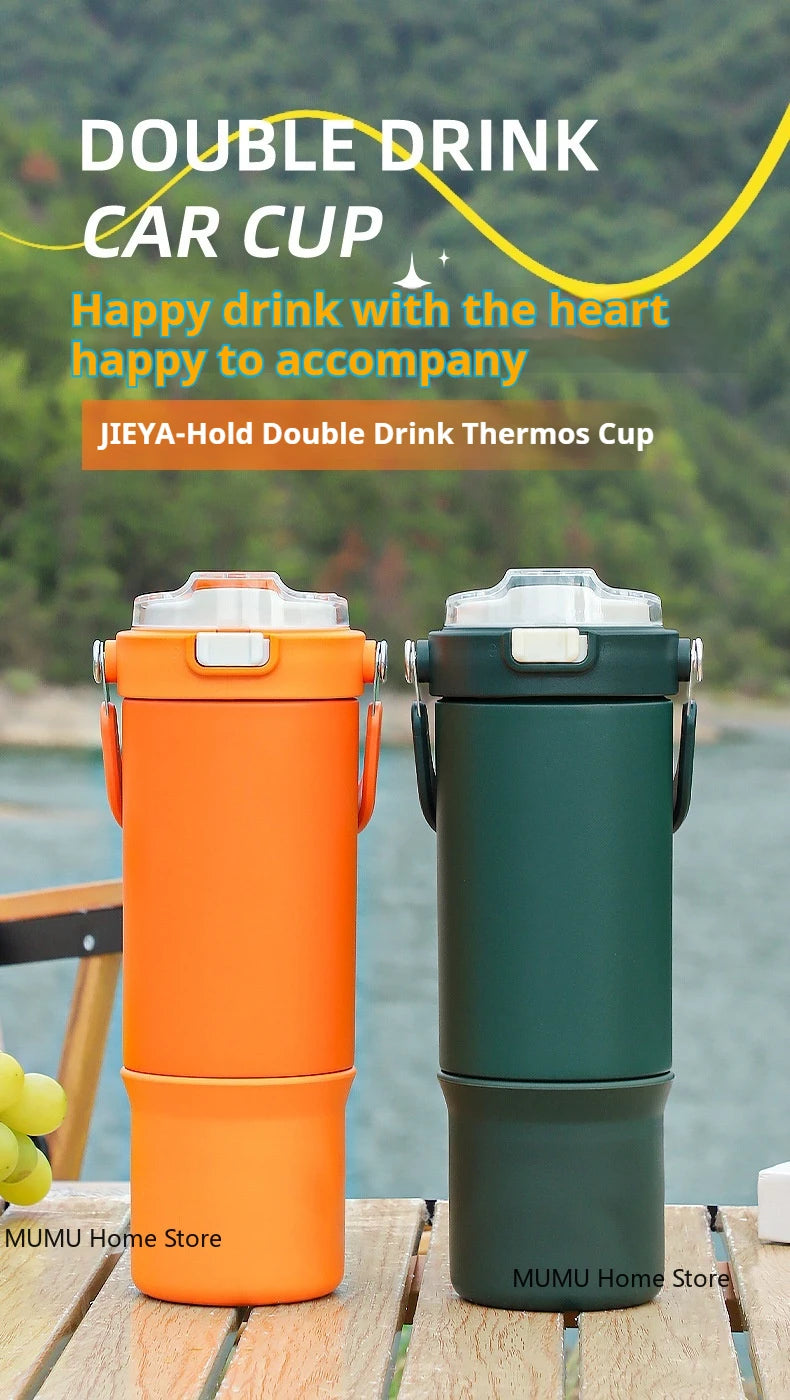 770/900ML Car Coffee Cup Outdoor Sport Insulated Cup Thermos Water Bottle Tumbler Vacuum Flasks Keeps Cold and Heat Thermal Mug