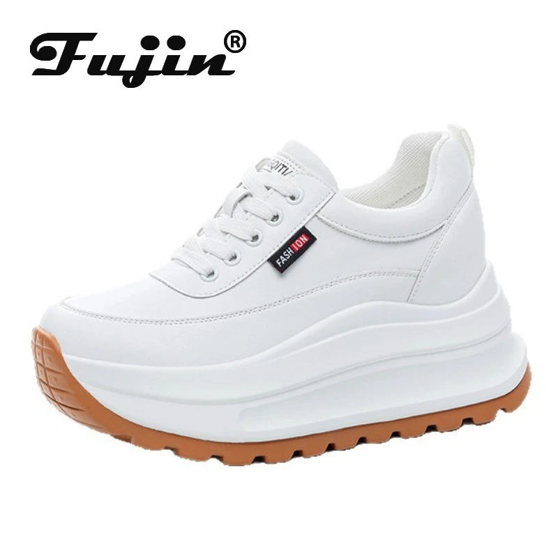 Fujin 8cm Heel Sneakers Genuine Leather White