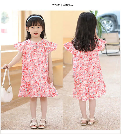 100% Cotton Summer Dress for Girls – Heart Print Sleeveless Princess Outfit