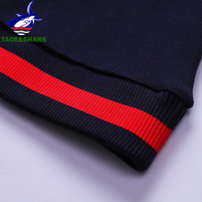 Men‘s Shark Embroidery Long Sleeve Polo Shirt
