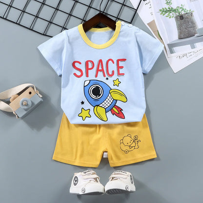 2PCS Cotton Summer T-Shirt and Shorts Set for Toddlers