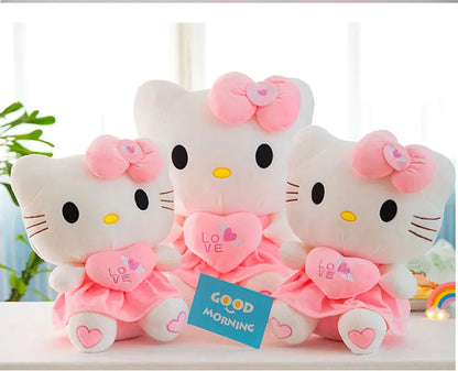 24-55cm Sanrio Hello Kitty Cat Plush Toys Cartoon KT Cat Plushie Doll Soft Stuffed Anime Pillow Birthday Gifts For Kids Girls