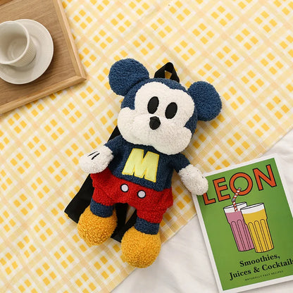 25cm Fashion Cartoon Backpack Mickey Mouse Plush Toy Bag Super Soft Toy Bag Student Bag Holiday Gift