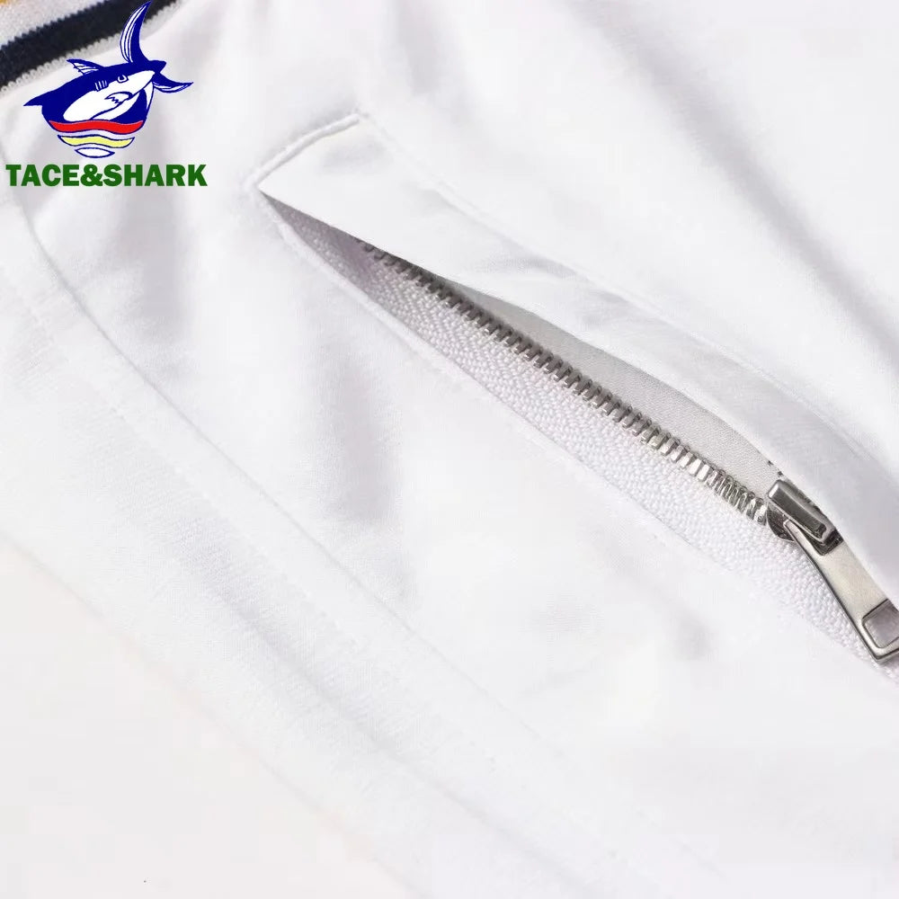 TACE&SHARK Men's White Casual Shorts with Embroidered Logo