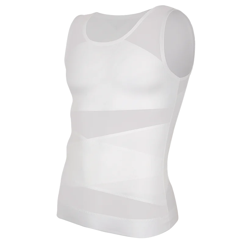 Men Compression Shirt Cross Mesh Tank Top Breathable Sleeveless Shapewear Undershirt Slimming Body Shaper Tummy Control Vest