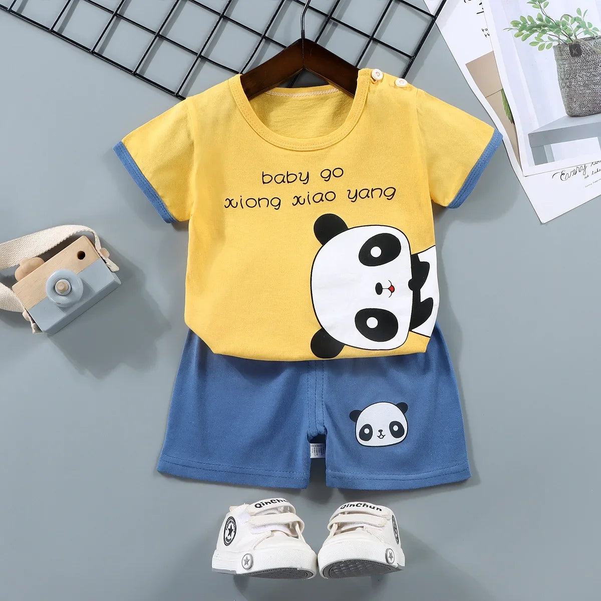 2PCS Cotton Summer T-Shirt and Shorts Set for Toddlers