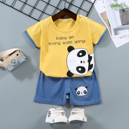 2PCS Cotton Summer T-Shirt and Shorts Set for Toddlers