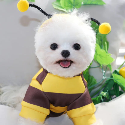 Bee Pet Puppy Coat – Fleece Hoodie Outfit for Small Dogs