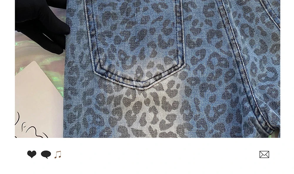 Leopard Print Wide Leg Jeans