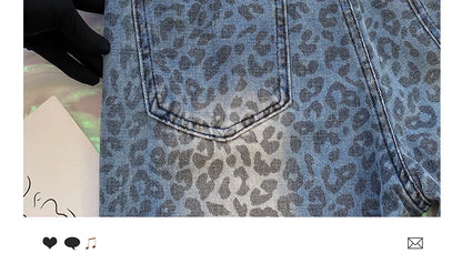 Leopard Print Wide Leg Jeans