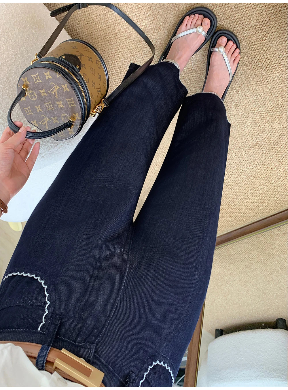 Thin Dark Blue Denim Pants