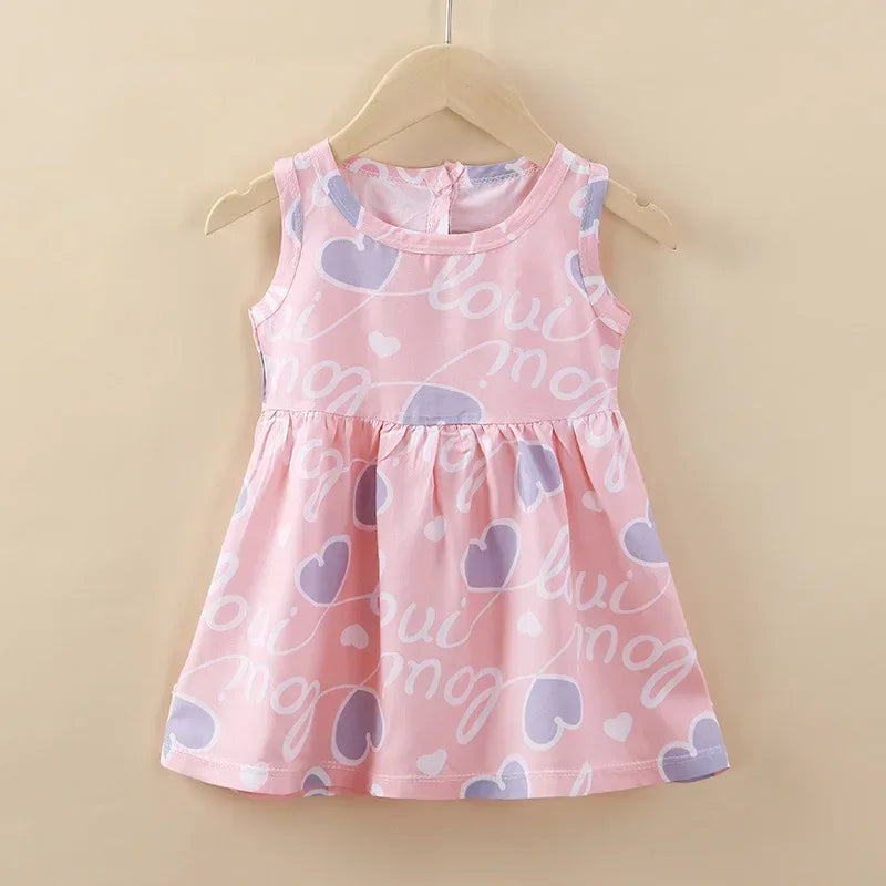 Cute Summer Cartoon Print Dress for Girls – Sleeveless A-Line Princess Outfit