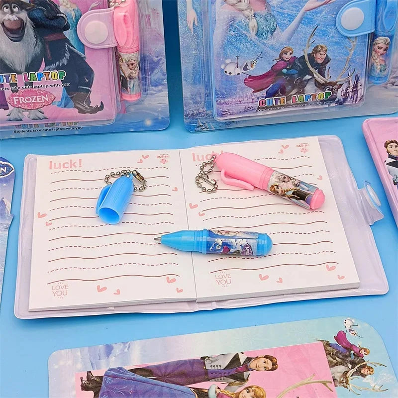 2pcs/set Disney Frozen Pen Notebook Stationery Books Elsa Anna Kids Cute Cartoon Student Writing Book Action Figure Toys Gifts