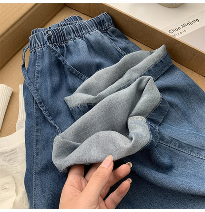 Thin Ice Silk Denim Pants for Women