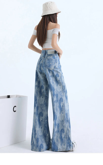 Light Blue Tie-Dye Print Jeans
