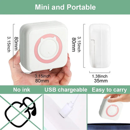 Mini Bluetooth Sticker Printer – Portable Inkless Pocket Printer for Photos, Journals & Notes