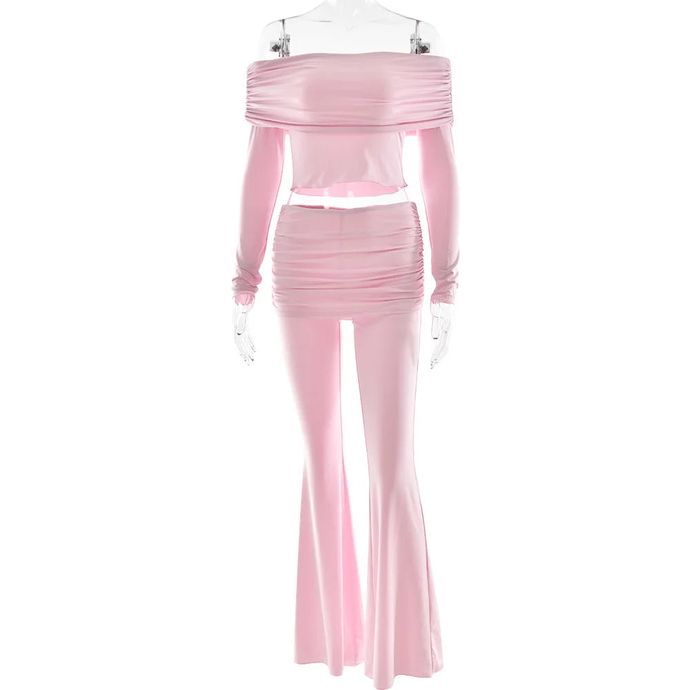 Fold Over Flare Pants 2 Piece Set