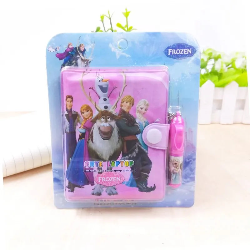 2pcs/set Disney Frozen Pen Notebook Stationery Books Elsa Anna Kids Cute Cartoon Student Writing Book Action Figure Toys Gifts