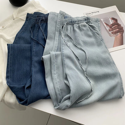 Thin Ice Silk Denim Pants for Women