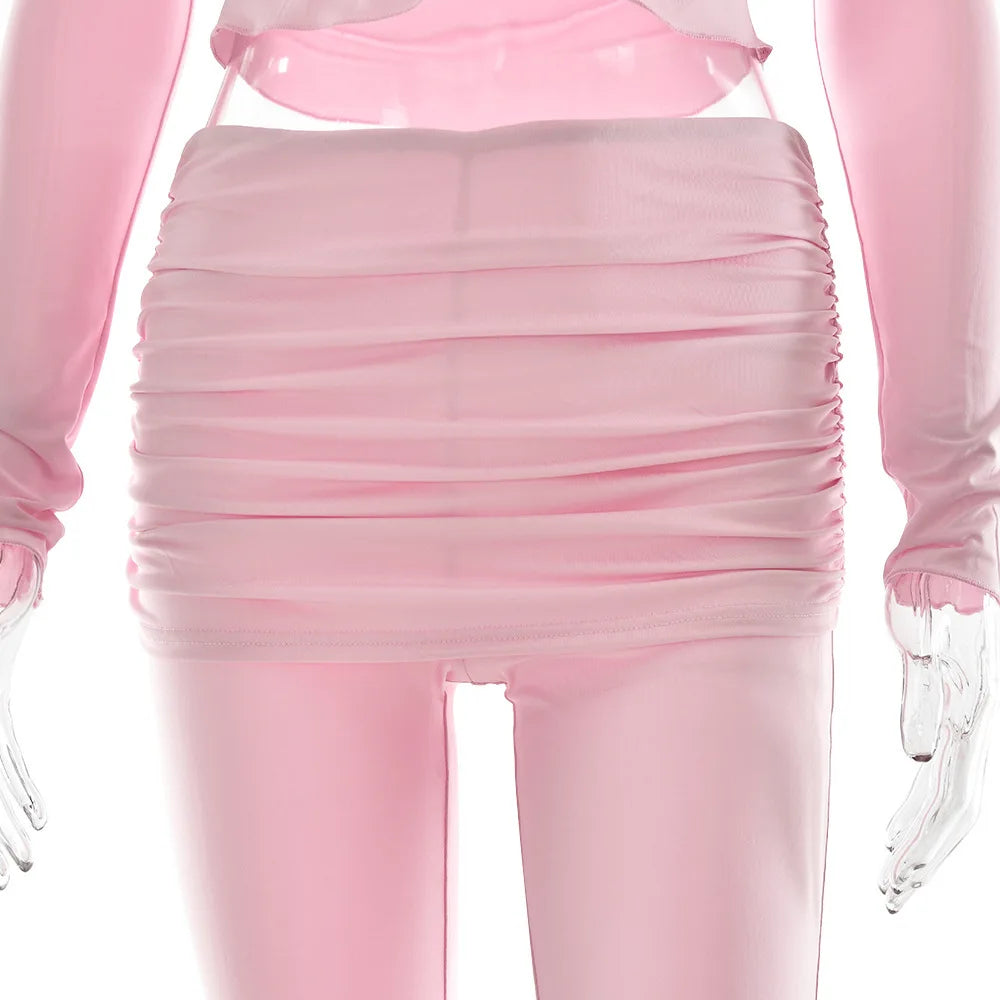 Fold Over Flare Pants 2 Piece Set