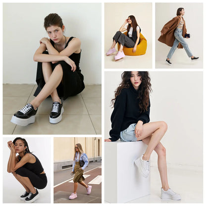 Fujin 8cm Genuine Leather Women Casual Shoes